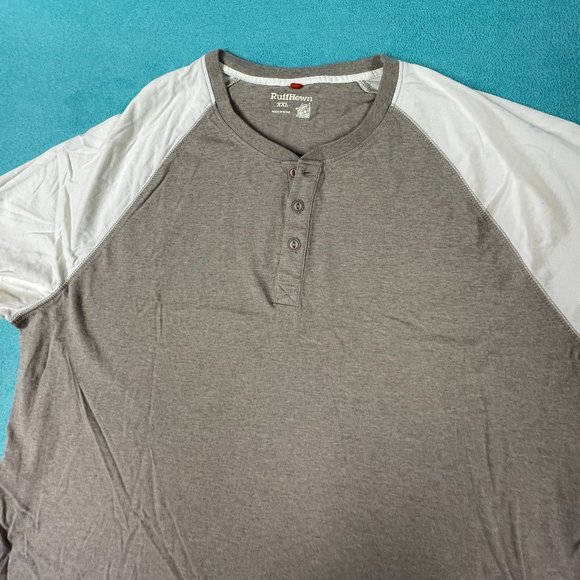 2 Ruff Hewn Short Sleeve Shirts - XXL - Tan TuTone & Grey-White Striped - EUC - Picture 6 of 12